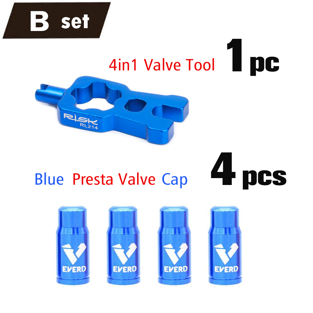 4 IN 1 Ventiel Remover Tool en Aluminium Fiets Presta Ventieldop Schrader Kleppendeksel Stofdicht voor MTB Racefiets: green
