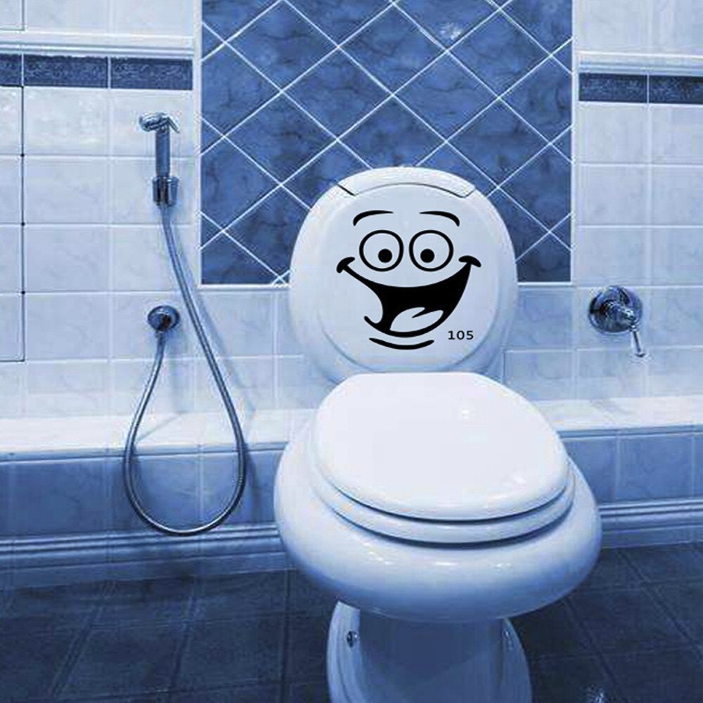 Funny Toilet lid Decor Smile Face Toilet Stickers Toilet Decal Room Art Decor Funny Bathroom Kitchen Wall Sticker Removable