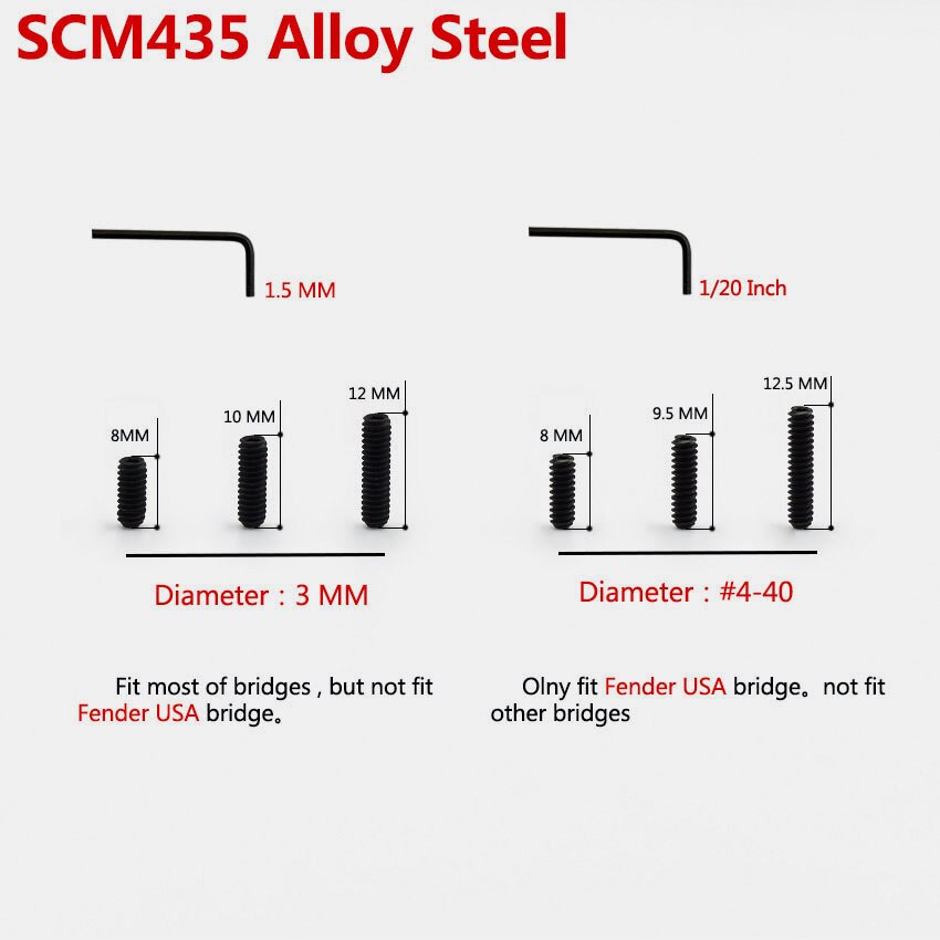 1 Stuk Elektrische Gitaar Bridge Zadel Hoogte Aanpassing Schroef Staal/Messing/Titanium Gitaar Accessoires