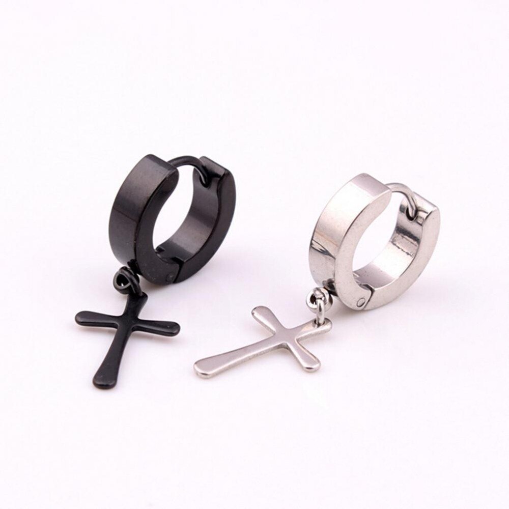 1pc Rock Style acier oreille boucles d'oreilles accessoires boucles d'oreilles hypoallergénique en forme de croix titane