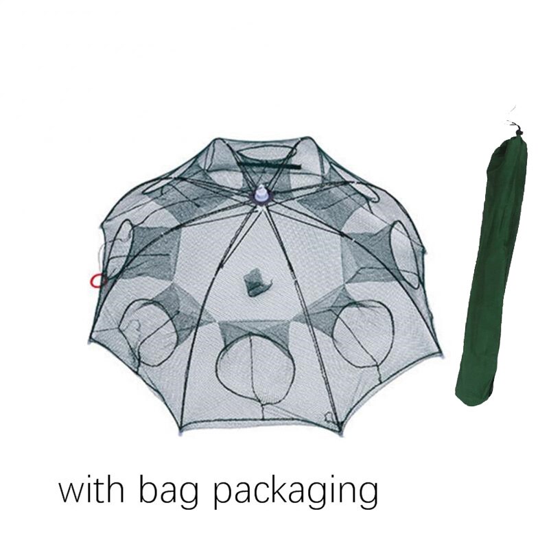 Automatic Folding Fishing Net Prawn Cage Nylon Crab Net Thick Umbrella Frame Portable Shrimp Cage With Bait Bag Fishing Tool: violet
