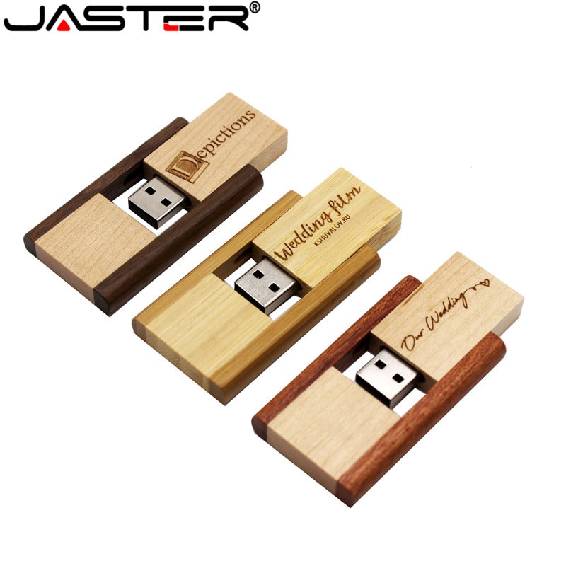 JASTER Rotating wooden usb flash drive pendrive 2GB 4GB 8GB 16gb 32gb memory stick usb, over 1 pcs free LOG