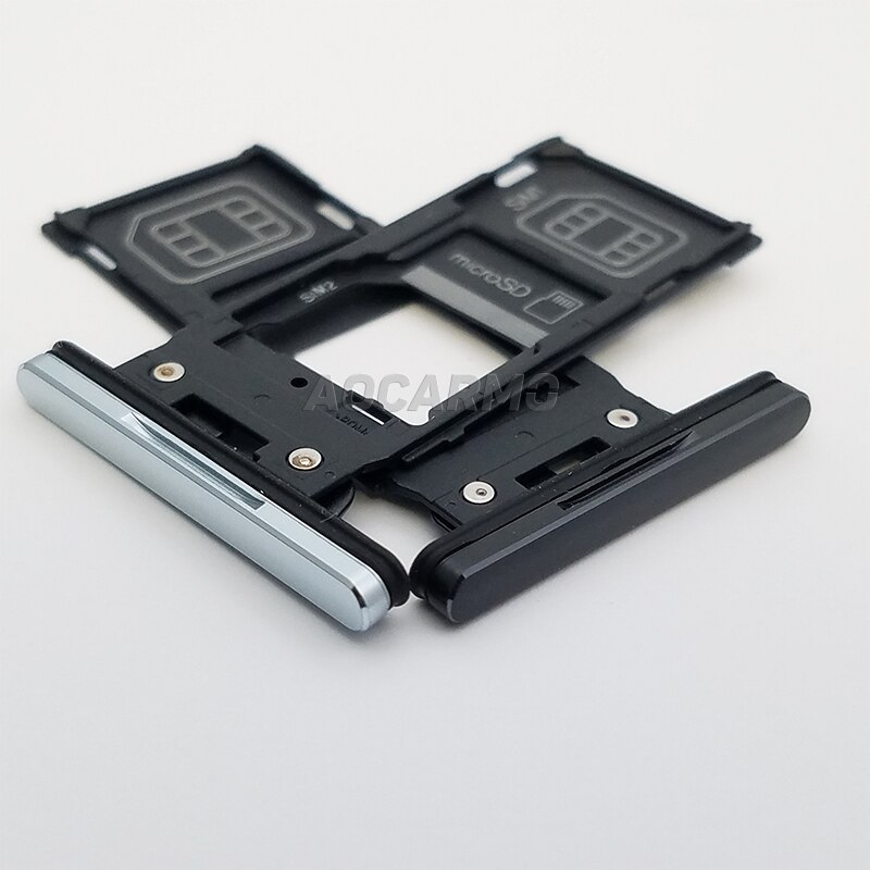 Aocarmo Voor Sony Xperia XZ2 Premium H8116 H8166 XZ2P Enkele Dual Sim Tray Slot Memory Microsd Tf Card Holder Reader