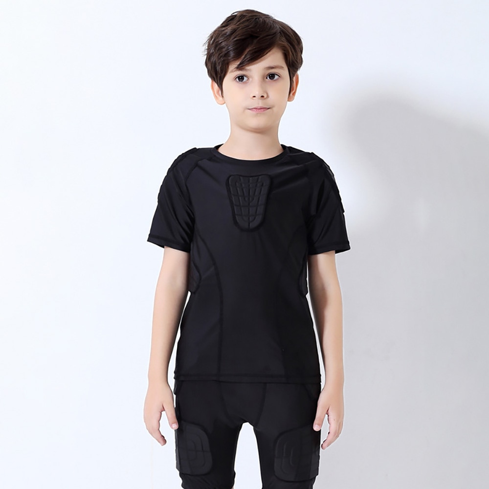 Children's Boy Thicken Sports Shirt Shockproof Football Basketball Protective Gear Chest Rib Armor Hip Back Protector Crash Suit