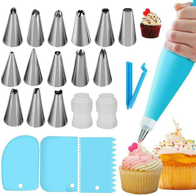 Nozzle piping cake decorating tools Confectionery equipment Kitchen accessories Pastry bag and bakery set stainless steel socket: Clear