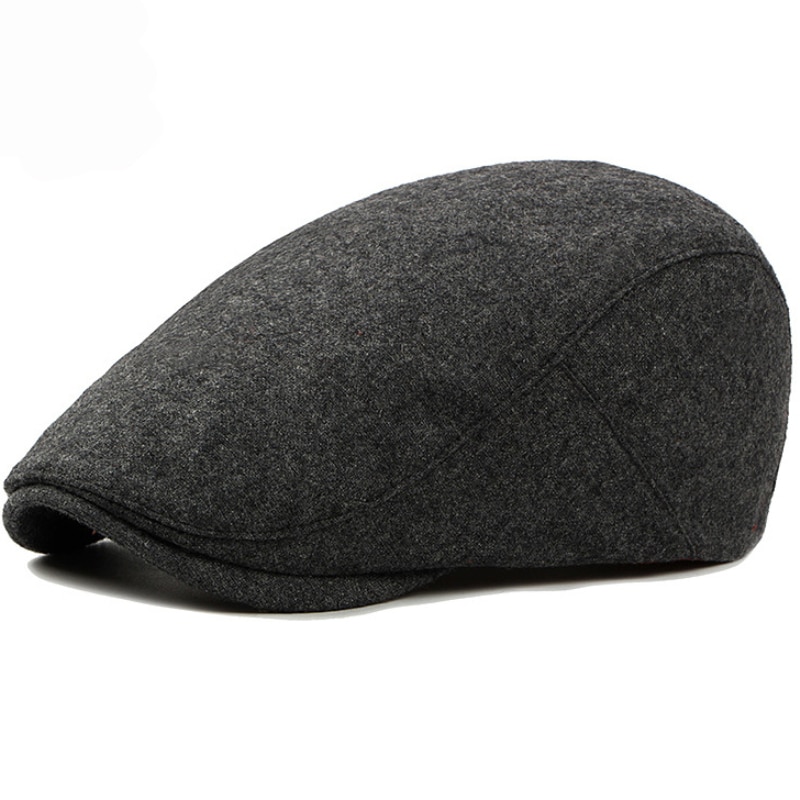 Ht1319 efterår vinter hatte til kvinder almindelig solid sort grå flad kasket uld cabbie gastby vedbend hat vestlige mænd beret cap