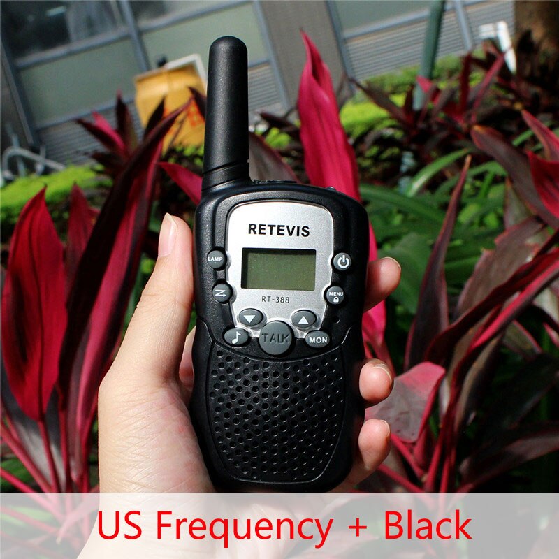 1 pc Retevis RT388 Mini Walkie Talkie Kids Radio 0.5W 8/22CH VOX Flashlight Handy Transceiver Children Toy Radio J7027: US Freq and Black