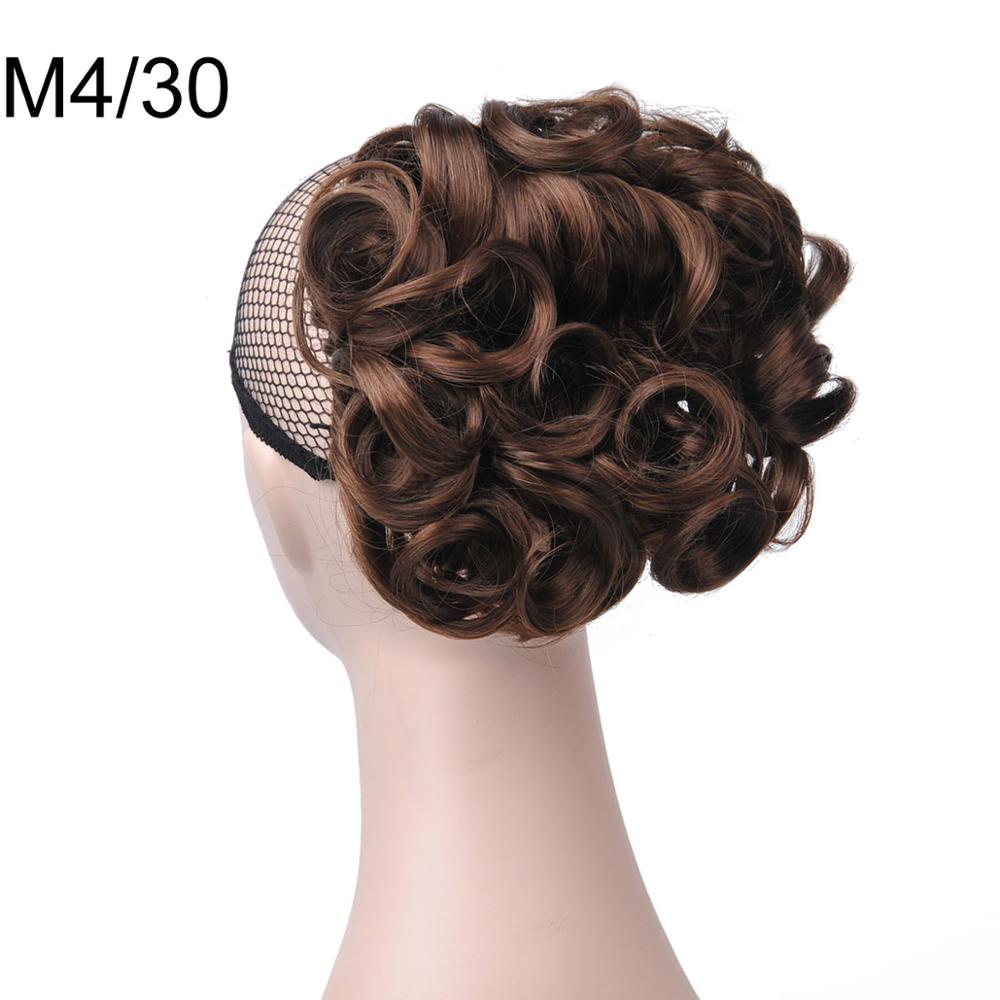 Delice – Chignon en filet élastique pour femme, postiche synthétique, bouclé, , gris, avec deux peignes en plastique, couvre-cheveux, accessoire de mariage: M4-30