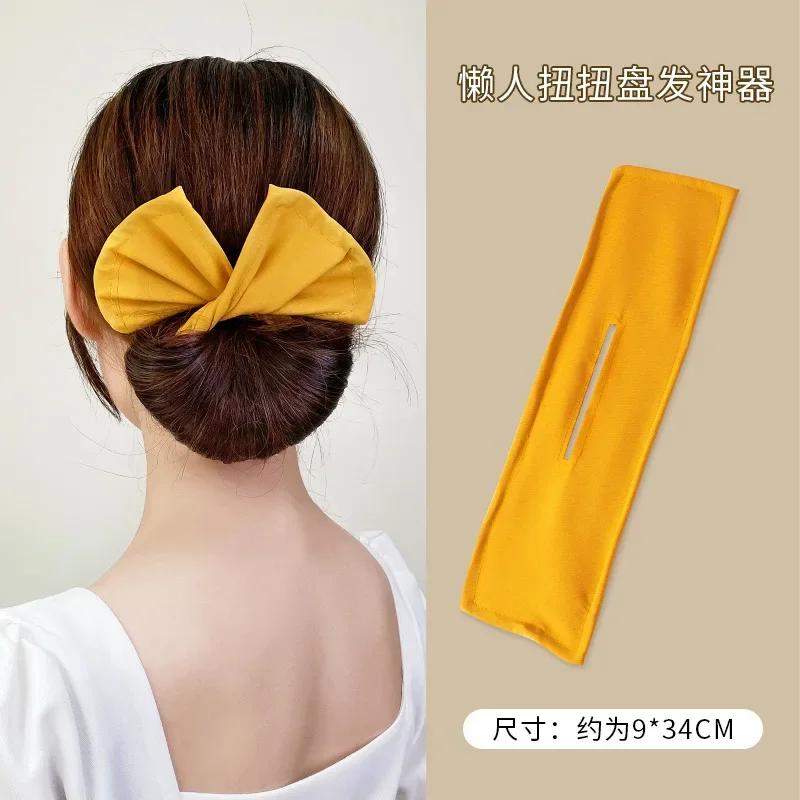 Dispositivo de grampo de cabelo em forma de arco feminino doce e adorável grampo de cabelo rápido coque ferramentas de estilo de cabelo trança hairbands ferramentas de penteado: Marrom