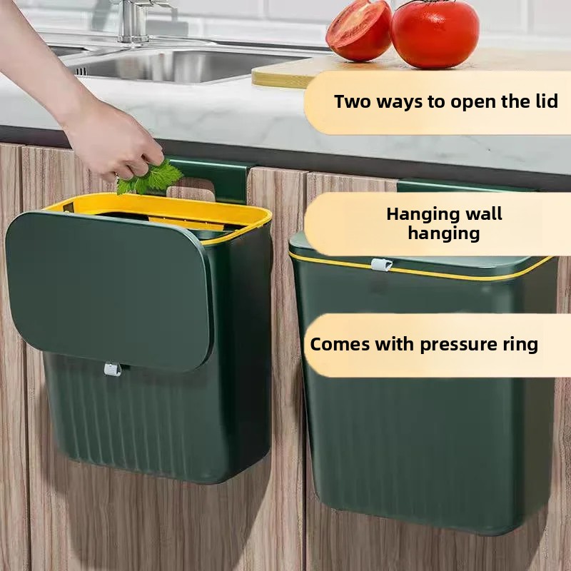 Wall-Mounted Home Use Trash Can Sliding Cover Kitchen Living Room Storage Plastic Waste Bin Attractive Appearance Bathroom
