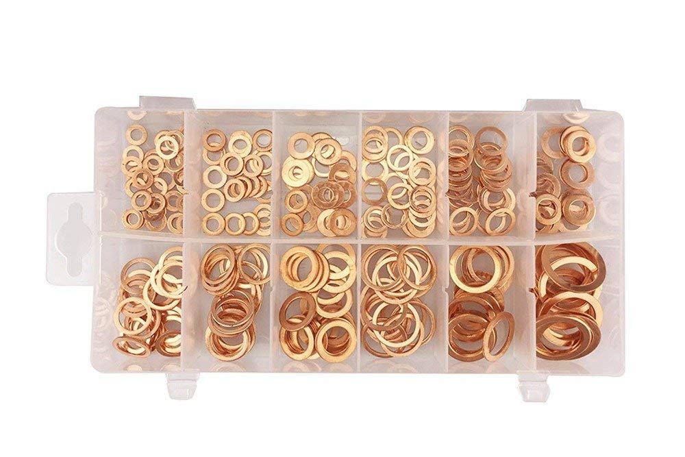 100 Stck 1mm Kupfer Dichtung metrisch Flache Abdichtung Scheiben M10 M12 M14 Auto Abdichtung Unterlegscheibe Verschiedene Spezifikationen