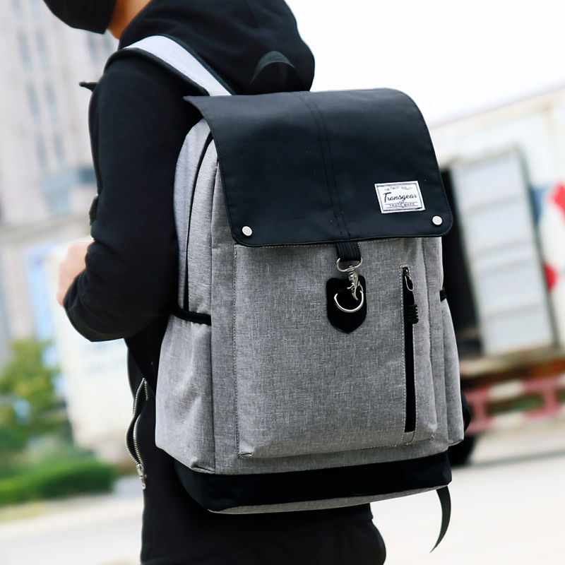 Mænds rygsæk drenge skoletasker til teenagerstuderende rygsæk stor usb oxford sort grå taske preppy stil high school rygsæk