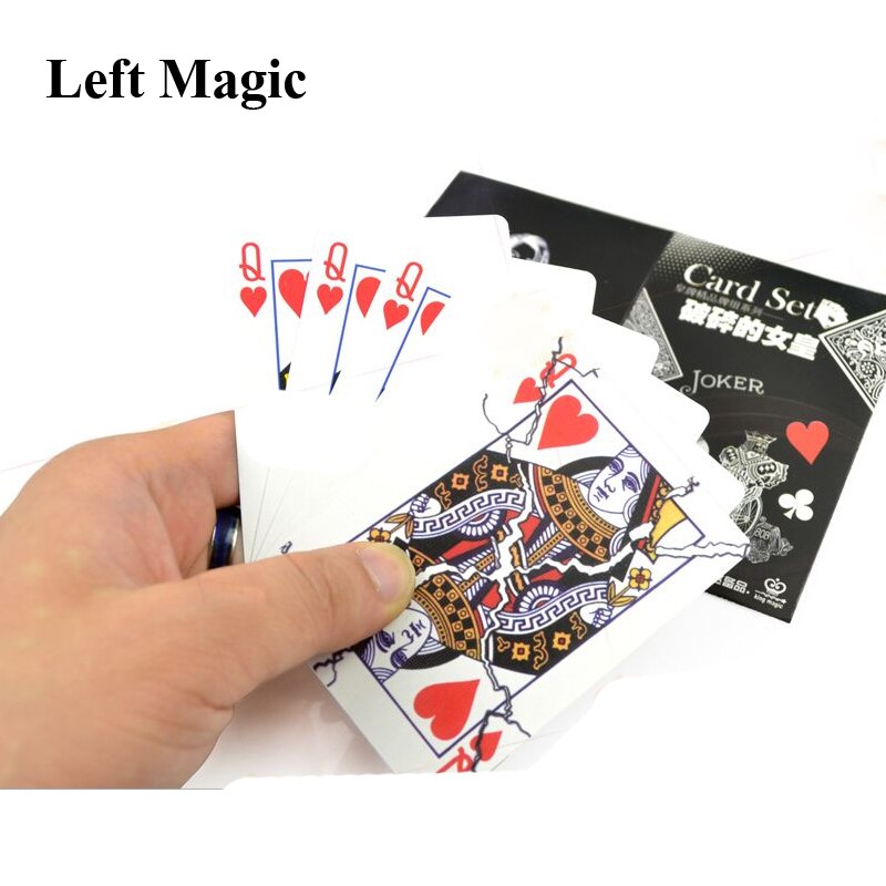 Broken Queen Cards Magic Tricks Close Up Street Stage Magic Props Gimmick Magician Tool Accessories Classic Mentalism