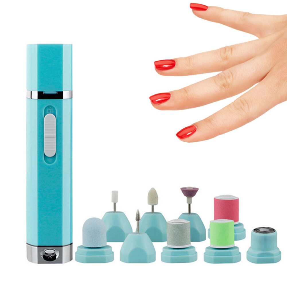 9 In 1 Electric Nail Sander Pedicure Manicure Kit Electric Nail Drill Machine Kit Remove Polish Nail Art Pen Pedicure Nail File