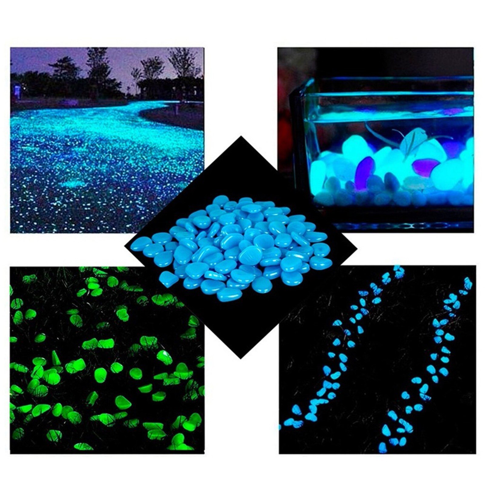 100pcs Glow in the Dark Garden Pebbles Glow Stones Rocks for Walkways Garden Path Patio Lawn Garden Yard Decor Luminous Stones