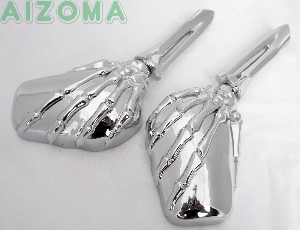 Chrome Motorcycle Rearview Mirror For Harley Sportster 883 Dyna Street Glide Custom Aluminum Skeleton Hand Claw Side Mirrors