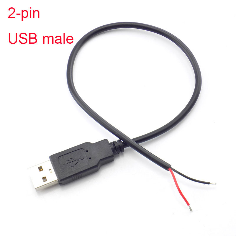 Cabo de alimentação de 0.3m/1m/2m, 2 pinos usb 2.0 a fêmea macho 4 pinos fio jack carregador cabo de carregamento conector de extensão diy linha 5v: Prateado / 5-9 Pcs