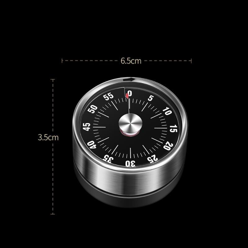 Stainless Steel Kitchen Timer Alarm Cooking Timer Mechanical Round Countdown Magnetic Clock Timer Cooking Clock Alarm: black
