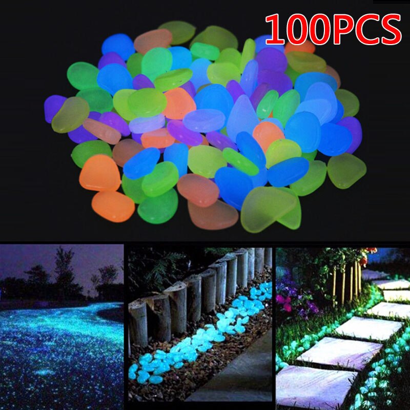 100 Stks/set Tuin Aquarium Kunstmatige Lichtgevende Dark Pebbles Stones Rock Duurzaam