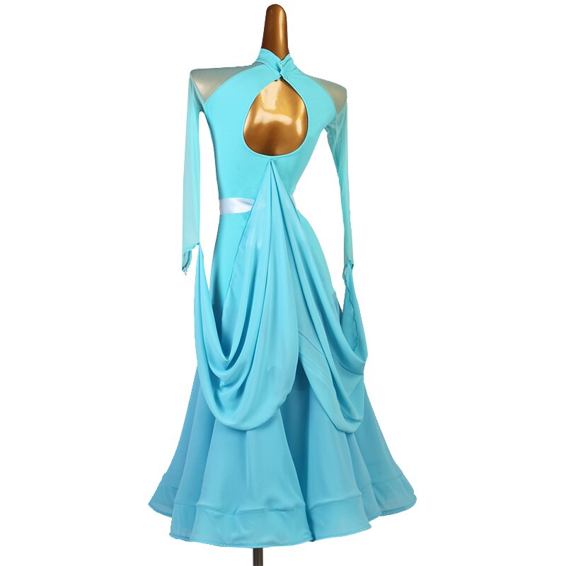 Blauw Standaard Ballroom Jurk Lange Jurken Vrouwen Podium Waltz Ballroom Jurk Ballroom Jurk Concurrentie Mq279