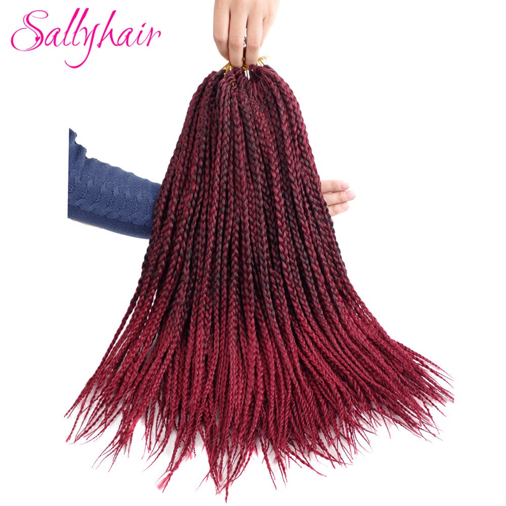Sallyhair 18 Inch Haak Doos Vlechten Hair Extensions Bruin Synthetische Vlechten Haar Lage Temperatuur Fiber