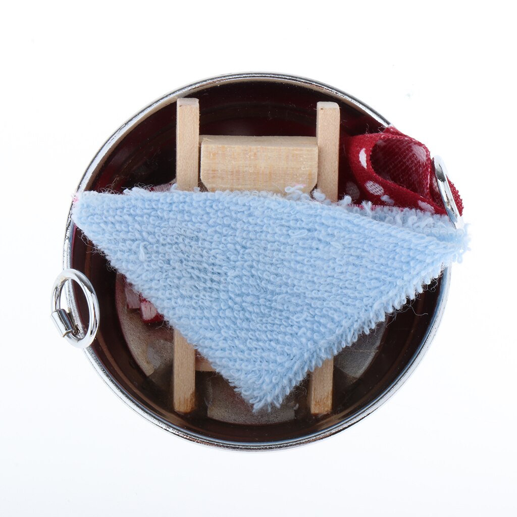 Miniatuur Ijzer Wassen Bad (Met Wassen Boord En Kleding) 1/12 Schaal, Voor Poppen Huis Decoratie, 5x5x2.5cm