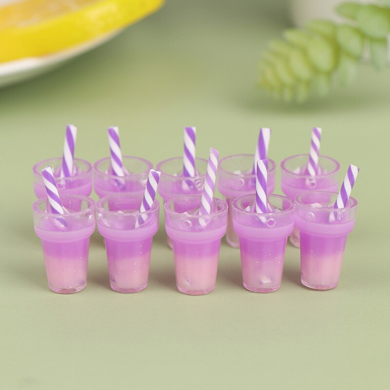 10Pcs 1:12 Poppenhuis Mini Drinken Beker Melk Thee Sap Drink Cup Pop Keuken Speelgoed: PP