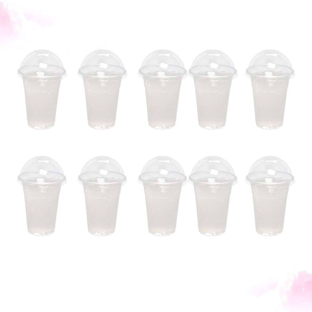 100 Stuks 360Ml Wegwerp Clear Cups Met Een Gat Dome Deksels Voor Thee Fruit Thee Met Covers