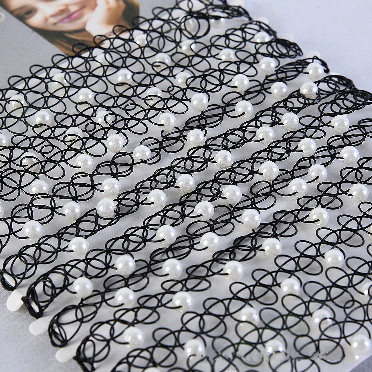 12 unids/set Fishline collares gargantilla para mujeres adolescentes niñas Stretch gótico Punk elástica hueco gargantilla collar de joyería de