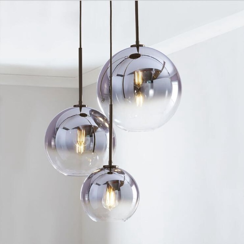 Tak glas boll ljuskrona hängande lampa sängbord hängande lampor upphängning belysning modernt kök ö loft glas lampor