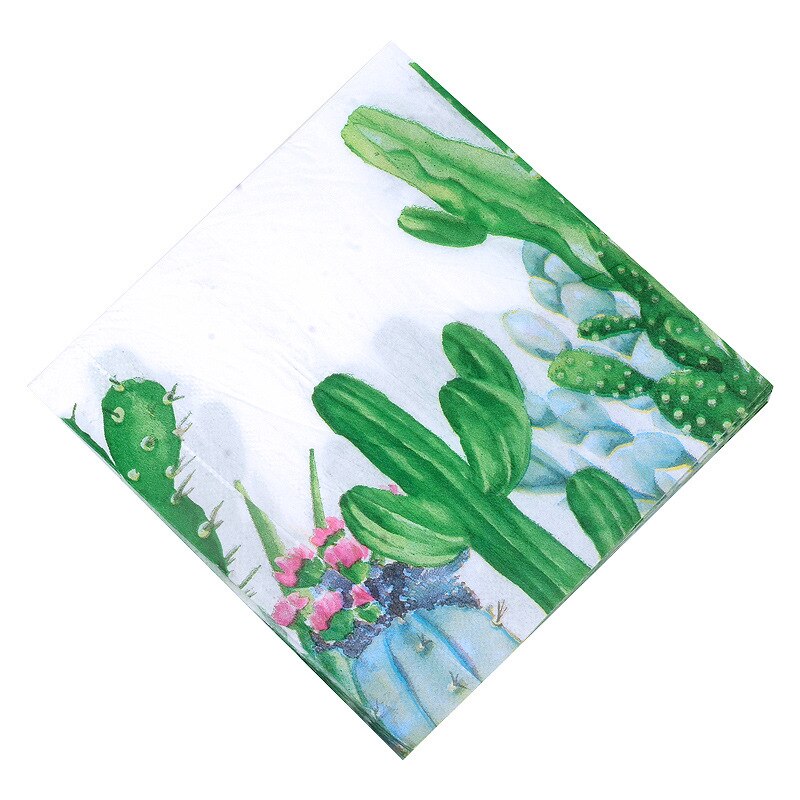 Vintage Servet Papier Groene Cactus Bloem Zakdoek Decoupage Servet Handdoeken Verjaardag Party Servetten Thuis Diner Decor