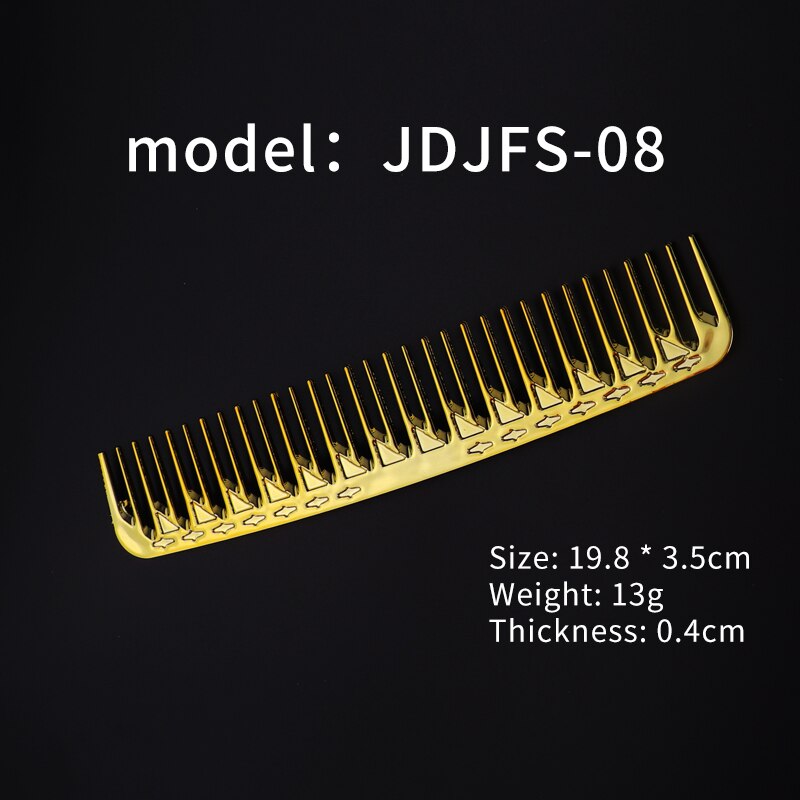Brosse à cheveux double peigne plaqué or, outil de coiffure pour salon de coiffure, brosse à cheveux emmêlée, peigne à tête d&#39;huile pour barbe, coupe de cheveux, brosse à teinture: JDJFS-08