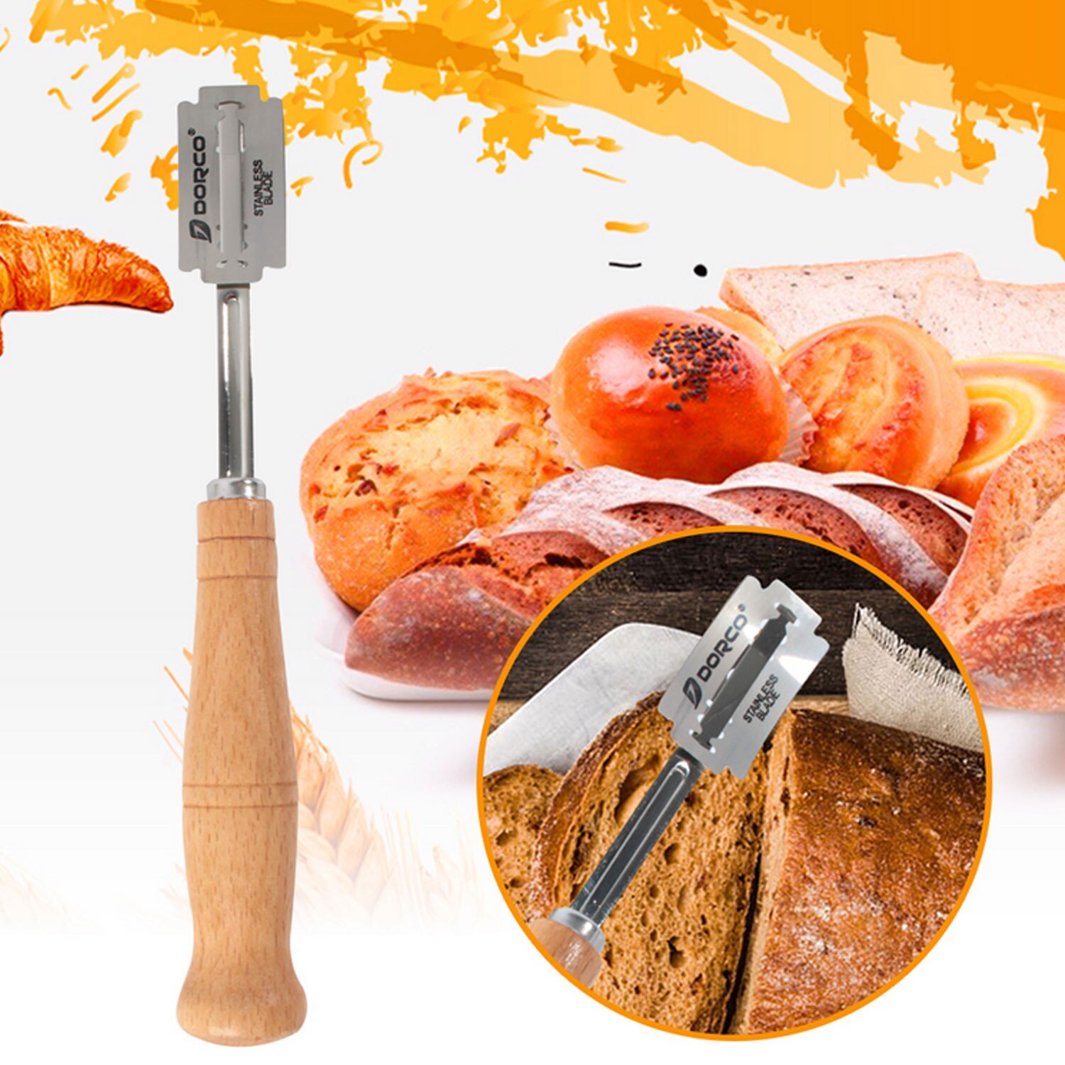 Brood Cutter Deeg Brood Scoren Lame Toast Mes Scheermes Tool Met 5 Verwisselbare Bladen Beschermhoes Voor Professionele Keuken