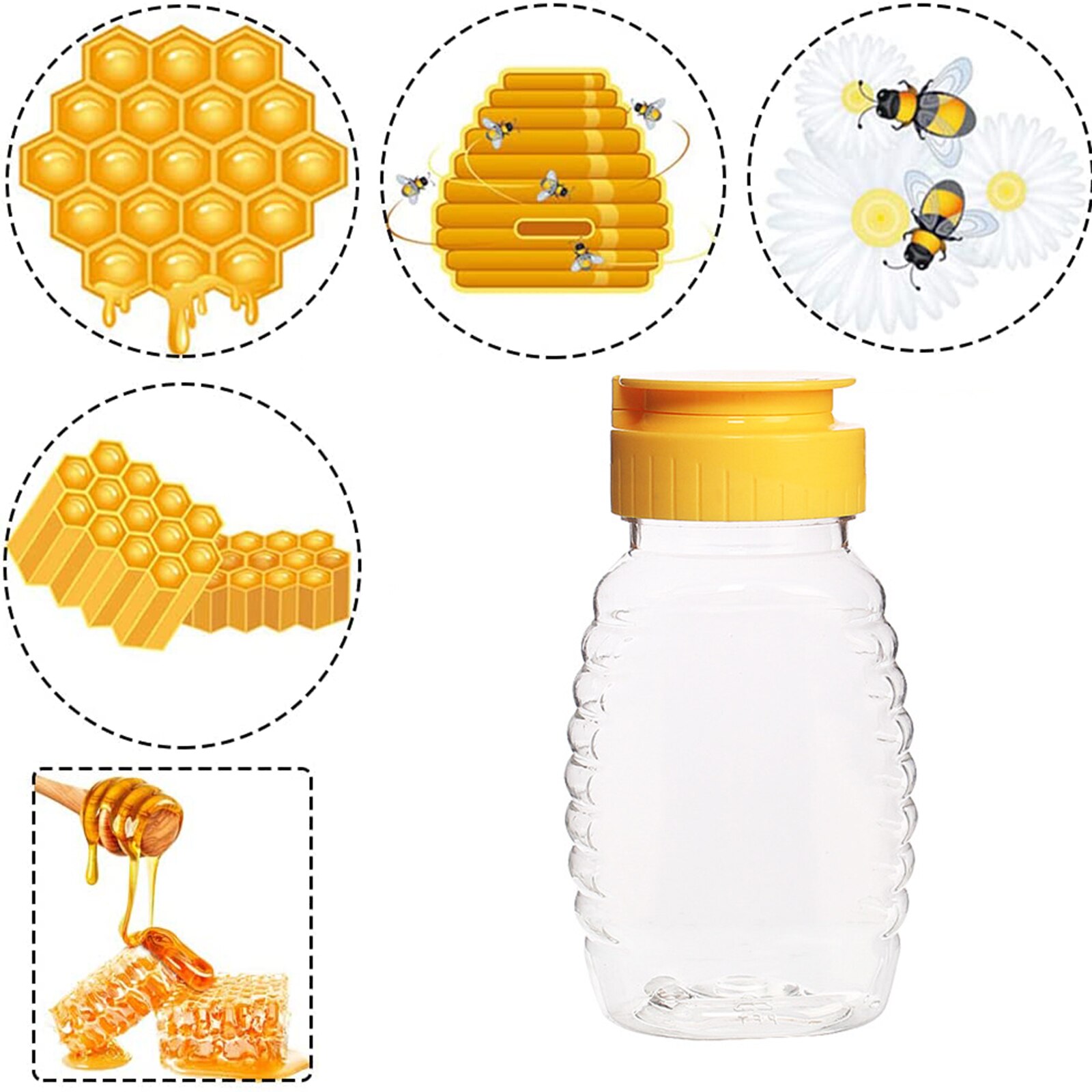 8 Pack 150ML Food Grade Honey Container Honey Squeeze Bottle With Leak Proof Flip-Top