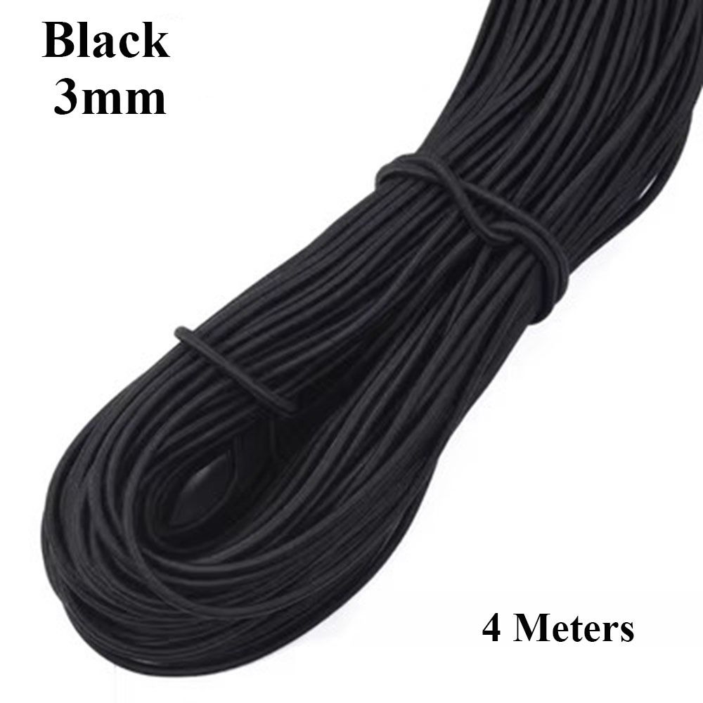 Cuerda elástica fuerte para exteriores, 3mm/4mm, 4M, 4 colores, banda de goma, costura, artesanía de ropa para accesorios de mochila DIY: Plata