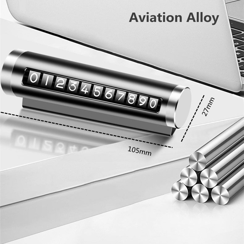 Metalen auto tijdelijke parkeerkaart universeel draai telefoonnummerplaat aluminium stickers parkstop in auto-styling auto-accessoires