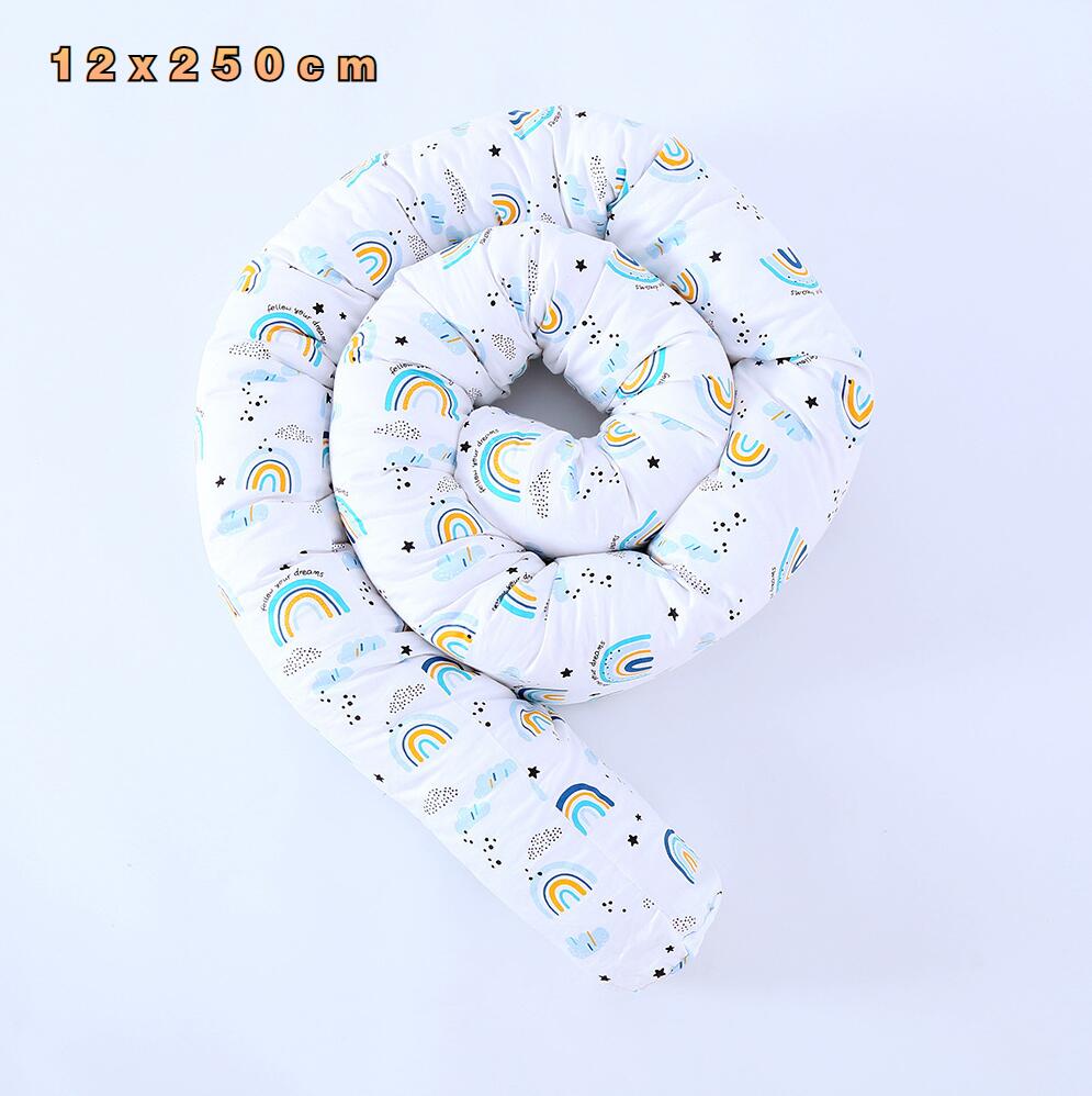 Long Pillow Children Bed Fence Baby Anticollision Pillows Bedside Soft Crib Bumper Children Newborn Cradle Bumpers: blue rainbow