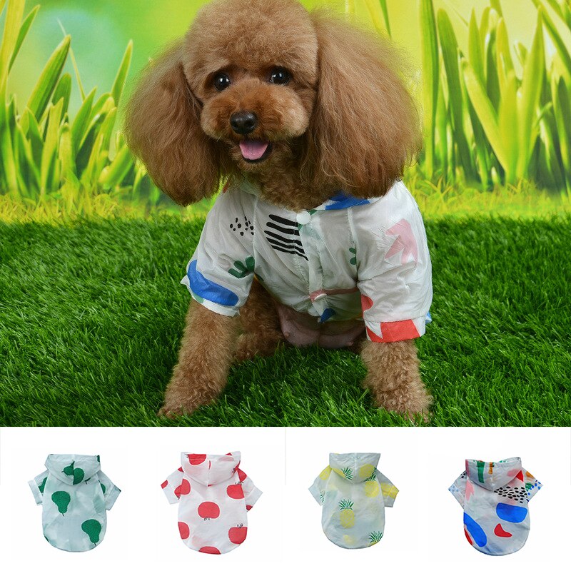 Dog Raincoat Sun-proof Clothing Summer Sun Protection Hoodie Small Dog Clothes Print Poncho For Small Medium Pets Puppy Cat