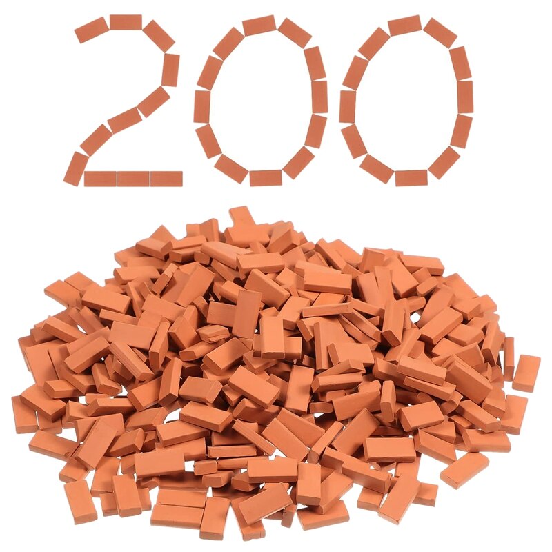 200 Pieces Mini Bricks for Landscaping Miniature Bricks Brick Wall Small Bricks for Dollhouse Garden Parts,1/35 Scale: Default Title