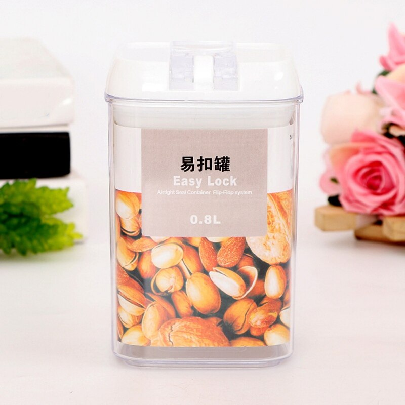 Food storage container Acrylic kitchen storage box multigrain storage jar transparent sealed cans easy to buckle Multi-capacity: D