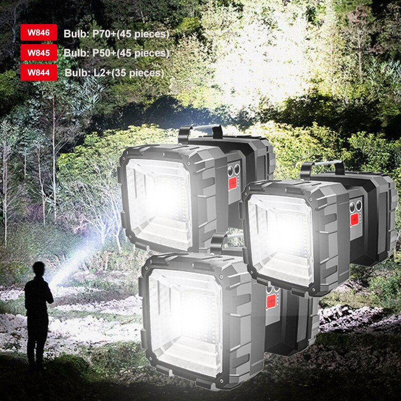 150000LM L2/XHP70 Rechargeable LED Searchlight Floodlight Double Head Waterproof Flashlight Lantern Portable Camping Lamp