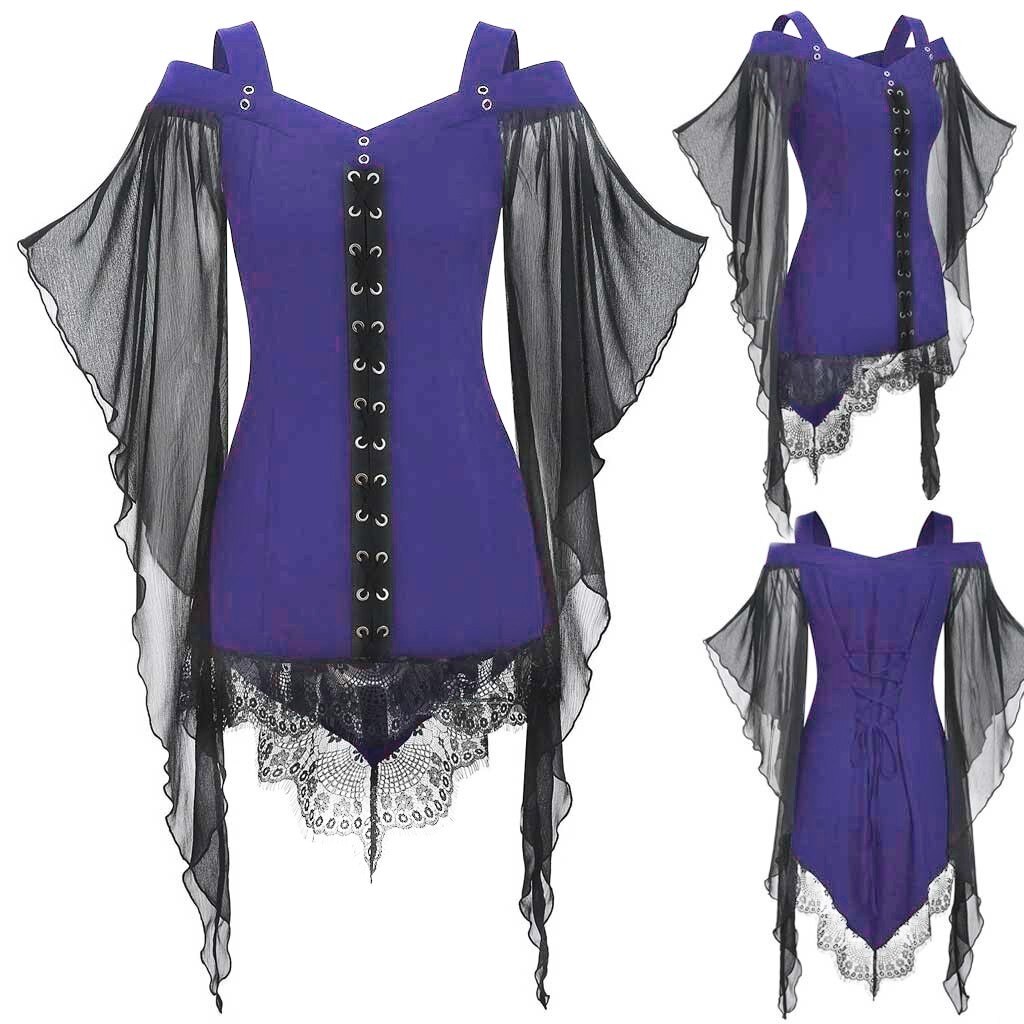 Costumes d'halloween gothiques en dentelle, croisés pour femmes, hauts de grande taille, robes d'halloween pour adultes, à la