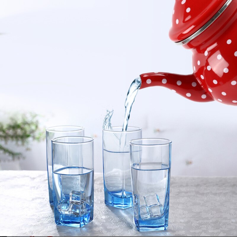 1L Red Small Spherical Enamel Teapot Red Polka-dot Enamel-bound Espresso Pot Turkish Coffee Pot