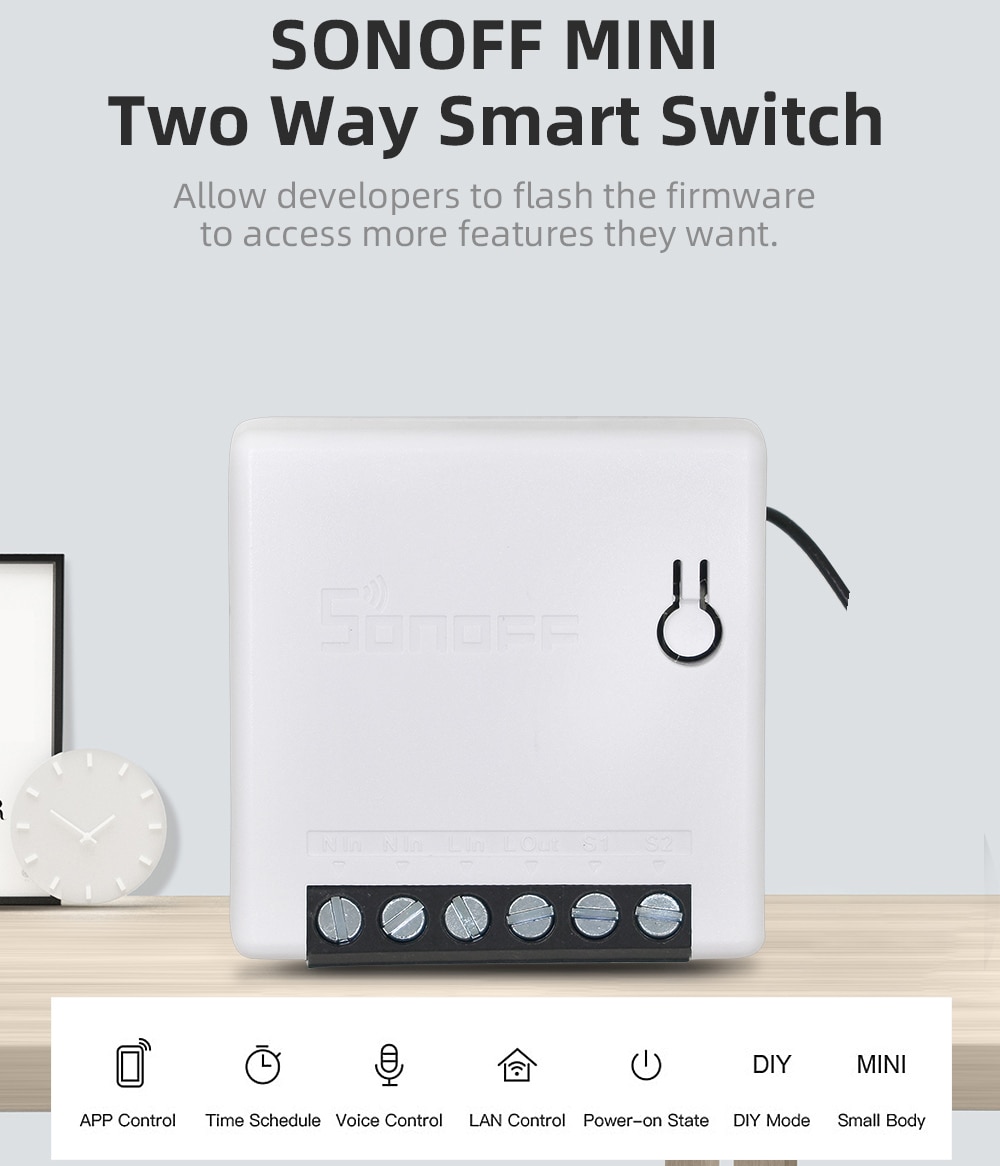 ITEAD SONOFF MINI DIY Smart Switch Twee Manier WIFI/LAN/APP/Voice Afstandsbediening Werk met Externe lichtschakelaar Google Home Alexa