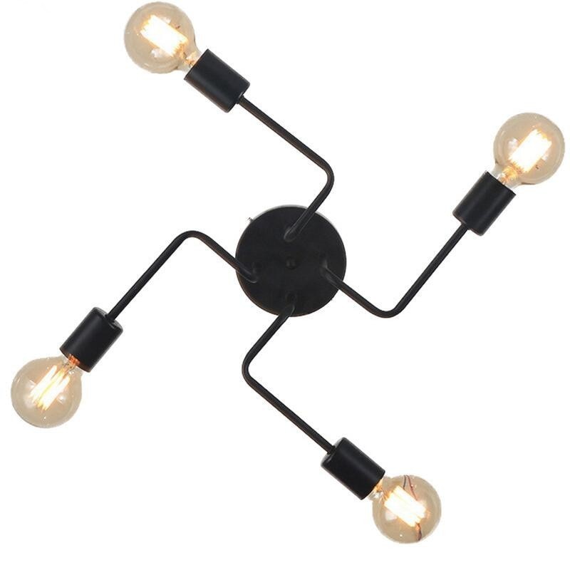 4 Heads Vintage Smeedijzeren Meerdere Staaf Plafondlamp Retro Cafe Bar Plafondlamp Industriële Indoor Verlichting Armatuur