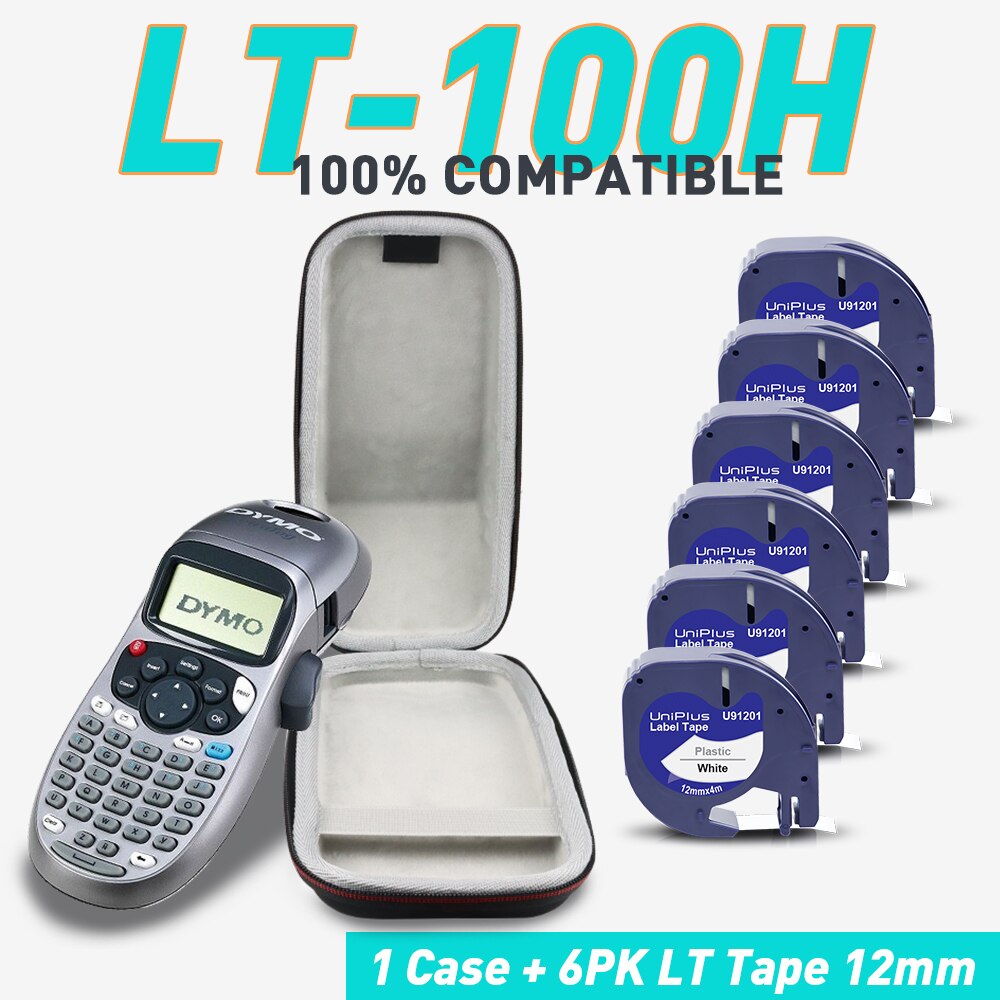 UniPlus Label Maker Case - Black EVA - Waterproof & Shockproof Storage for Dymo Letratag LT-100H