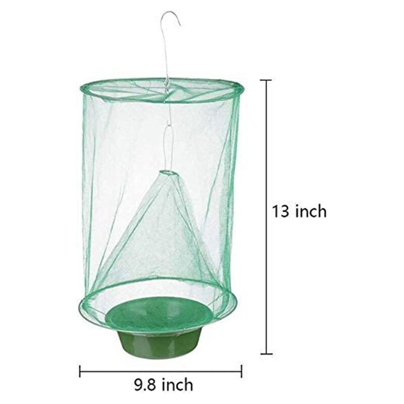 Ranch Fly Trap with Bait Tray Outdoor Hanging Reusable Flay Catcher Cage for Indoor Outdoor Parks Restaurants Farms