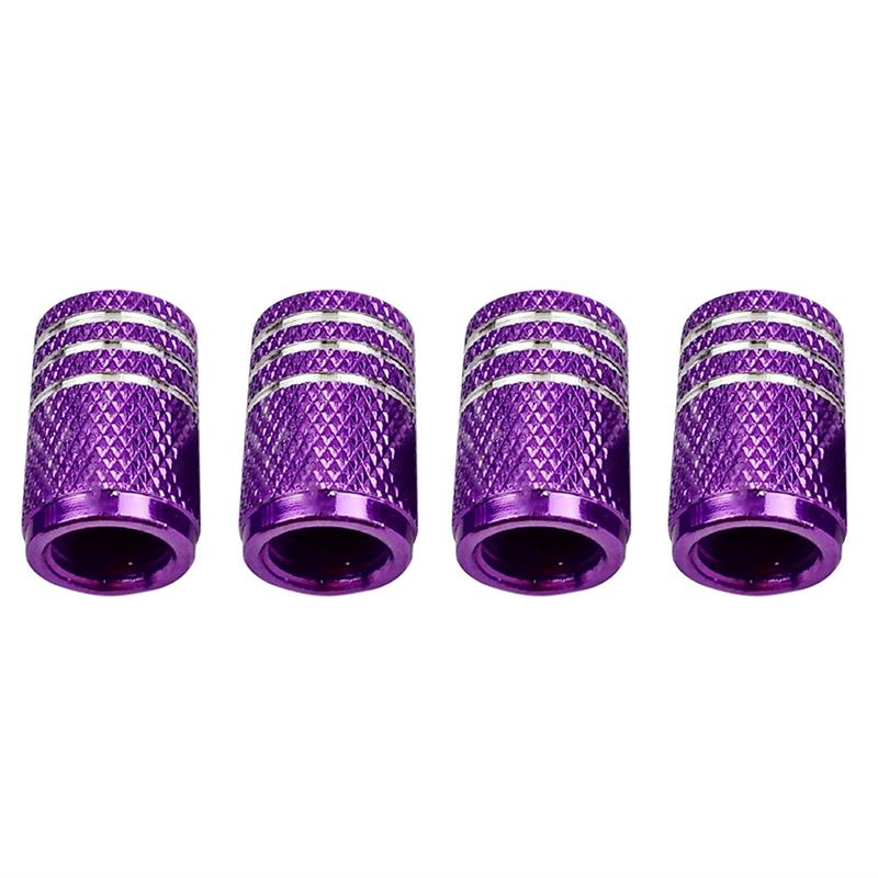 Tapón de válvula para coche, válvula con tapa para rueda de aleación de aluminio para neumático de motocicleta, tapones para vástago de válvula, 4 unidades: Púrpura