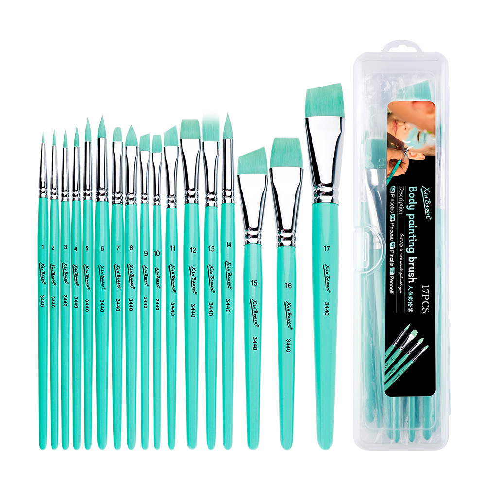 Malingsbørste multistørrelse skjønnhetssminkeverktøy ansiktsmaling verktøy festival karneval spesiell sminke: Klar