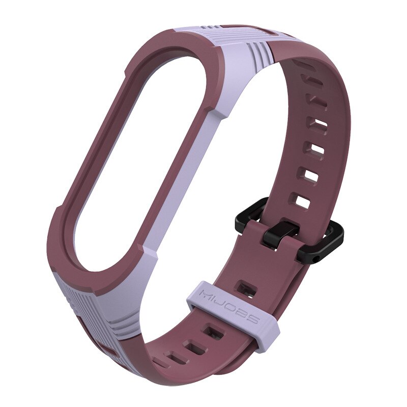 Xiaomi Mi Band 5 4 3 Strap Replacement Wristband Bracelet Silicone Dual Color Watch Band Xiaomi Mi Band Wristband: purple wine red